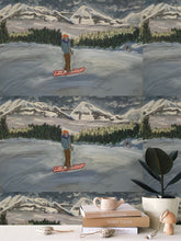 Load image into Gallery viewer, Repeat Pattern Wallpaper of Lone Skier with Inversion in Pila