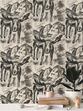 Load image into Gallery viewer, Moose with Maroon Bells Repeat Wallpaper