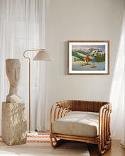 Load image into Gallery viewer, Father and Sons in Pila Ski Resort with Monte Bianco on the Background