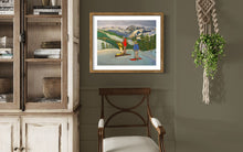 Load image into Gallery viewer, Father and Sons in Pila Ski Resort with Monte Bianco on the Background