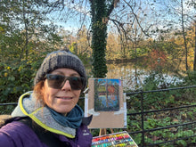 Load image into Gallery viewer, Tree reflection in Manor House Gardens Plein Air Soft Pastels Painting