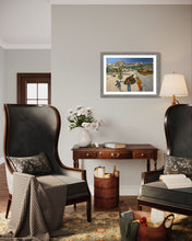 Load image into Gallery viewer, Father and Sons in Pila Ski Resort with Monte Bianco on the Background