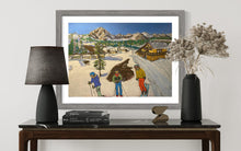 Load image into Gallery viewer, Father and Sons in Pila Ski Resort with Monte Bianco on the Background