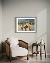 Load image into Gallery viewer, Father and Sons in Pila Ski Resort with Monte Bianco on the Background