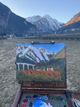 Load image into Gallery viewer, Vineyards with Monte Crammont and Monte Bianco Plein Air Painting in Oils