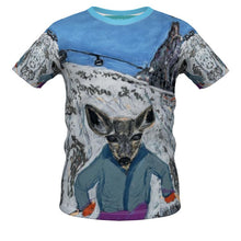 Load image into Gallery viewer, Baby deer skier with the Dent du Géant and the Skyway Monte Bianco in the background Boys T-shirt