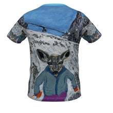 Load image into Gallery viewer, Baby deer skier with the Dent du Géant and the Skyway Monte Bianco in the background Boys T-shirt