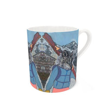 Load image into Gallery viewer, A skier wolf large bone china mug in Courmayeur Mont Blanc
