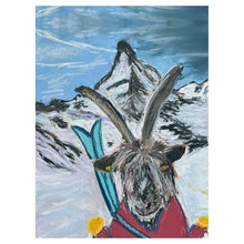 Load image into Gallery viewer, Mountain Goat on skis in Zermatt with Matterhorn boys-t-shirt
