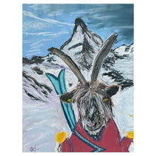 Load image into Gallery viewer, Mountain Goat on skis in Zermatt with Matterhorn boys-t-shirt