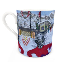 Load image into Gallery viewer, Ibex (mountain goat) skiing down in Plain Maison with the Cervino in the background