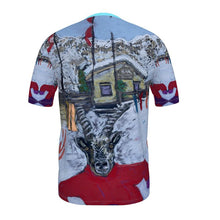 Load image into Gallery viewer, Ibex on skis in Cervinia mens cut and sew t-shirt