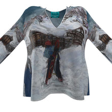 Load image into Gallery viewer, Feminine Blouse with ski theme- Courmayeur Val Veny