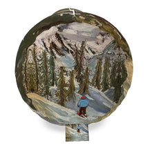 Load image into Gallery viewer, A Big Bolster Cushion of a Lone Skier in Courmayeur Mont Blanc