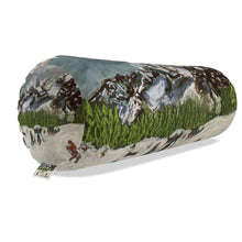 Load image into Gallery viewer, A Big Bolster Cushion of Kids skiing behind Maison Vielle in Courmayeu