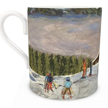 Load image into Gallery viewer, Kids Skiing in Pila with Cable Car Bone China Mug