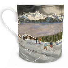 Load image into Gallery viewer, The Pila Cable Car Skiing Scene Bone China Mug