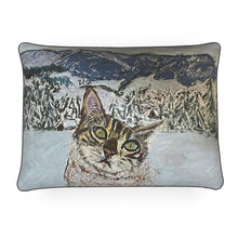 Load image into Gallery viewer, Bengal Cat in the Alps Rectangular Cushion