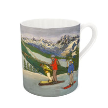 Load image into Gallery viewer, Father and Sons in Pila with the Catena di Monte Bianco