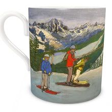 Load image into Gallery viewer, Father and Sons in Pila with the Catena di Monte Bianco