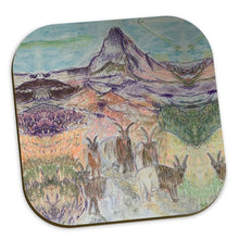 Load image into Gallery viewer, Heat resistant coasters with mountain goats and the Matterhorn