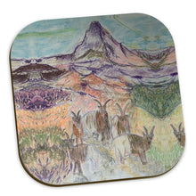 Load image into Gallery viewer, Heat resistant coasters with mountain goats and the Matterhorn