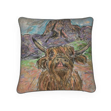 Load image into Gallery viewer, Cow in Val Gardena Luxury Cushion. Decorative Cushions/Home Decor/ Homeware/ Alpine Design