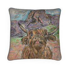 Load image into Gallery viewer, Cow in Val Gardena Luxury Cushion. Decorative Cushions/Home Decor/ Homeware/ Alpine Design