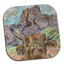 Load image into Gallery viewer, Cow in Val Gardena heat-resistant coaster/ easy-wipe coaster/ hard-wood base coaster/ table décor