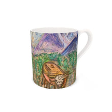 Load image into Gallery viewer, Fine bone china mug with a cow in Val Ferret, Courmayeur, Val d'Aosta