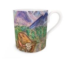 Load image into Gallery viewer, Fine bone china mug with a cow in Val Ferret, Courmayeur, Val d'Aosta