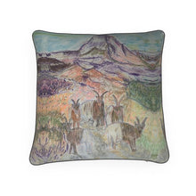 Load image into Gallery viewer, Goats posing in front of the Matterhorn cushion/ throw pillow/ decorative cushion/home furnishings