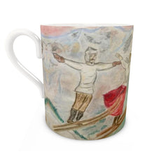 Load image into Gallery viewer, Flying skiers in Chamonix fine bone china mug/ vintage ski mug/ ski mug/tea cup/coffee cup