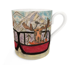 Load image into Gallery viewer, Moose with Skis in Gondola with Mount Crested Butte in the backdrop