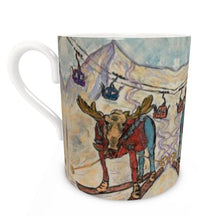 Load image into Gallery viewer, Moose in the Butte ski mug/ bone china mug/ mountain mug/ ski mug/ Moose ski mug