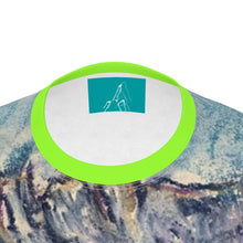 Load image into Gallery viewer, Long Sleeves Slim-Fit Men's T-shirt with a skier in the Mer de Glace/Aiguille du Midi, Chamonix/Ski t-shirt