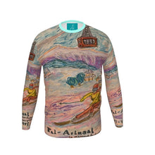 Load image into Gallery viewer, Skier in powder in Pal Arinsal/ Andorra, long sleeves slim-fit men's t-shirt/alpine t-shirt/ski long-sleeves t-shirt