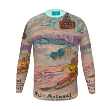 Load image into Gallery viewer, Skier in powder in Pal Arinsal/ Andorra, long sleeves slim-fit men's t-shirt/alpine t-shirt/ski long-sleeves t-shirt