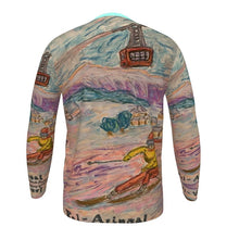 Load image into Gallery viewer, Skier in powder in Pal Arinsal/ Andorra, long sleeves slim-fit men's t-shirt/alpine t-shirt/ski long-sleeves t-shirt
