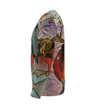 Load image into Gallery viewer, Slim Fit Men's T-Shirt with a Ski Patrol Moose in a Snowmobile in Valle de Las Leñas.