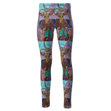 Load image into Gallery viewer, High-Waisted Leggings with a Snowboarder Moose and the Aiguille des Drus in Chamonix