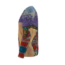 Load image into Gallery viewer, Moose long sleeves slim-fit t-shirt in Courmayeur, with the Dent de Géant on the background and the Skyway Monte Bianco gondola.