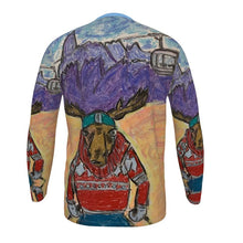 Load image into Gallery viewer, Moose long sleeves slim-fit t-shirt in Courmayeur, with the Dent de Géant on the background and the Skyway Monte Bianco gondola.