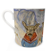 Load image into Gallery viewer, A baby deer bone china mug with the Grandes Jorasses in Courmayeur
