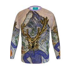 Load image into Gallery viewer, A Slim-Fit long sleeves t-shirt with a deer on skis in Zermatt and the Matterhorn.