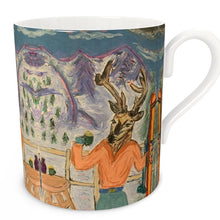 Load image into Gallery viewer, Moose in Mountain Restaurant in St Moritz Bone China Mug