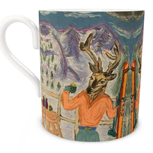 Load image into Gallery viewer, Moose in Mountain Restaurant in St Moritz Bone China Mug