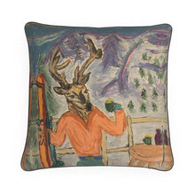 Load image into Gallery viewer, Deer with skis in St Moritz Cushion