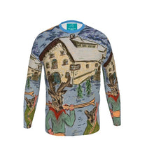 Load image into Gallery viewer, Father and son deer with skis in St Moritz long sleeves slim fit t-shirt