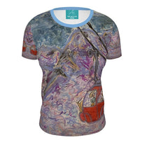 Load image into Gallery viewer, Ladies' short sleeves t-shirt with couple in cablecar in the French Alps